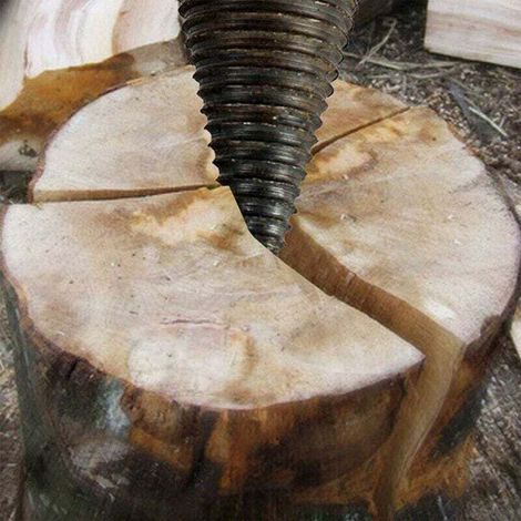 Fendeuse de Bûches 32 mm, 4PCS Fendeur de Bûche pour Fendre du Bois, Foret à Bois avce Poteau Hexagonal Facile à Fendre le Bois (1/3)