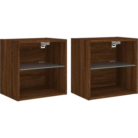 Maison Exclusive - Wand-Nachttische mit LED-Leuchten 2 Stk. Braun
