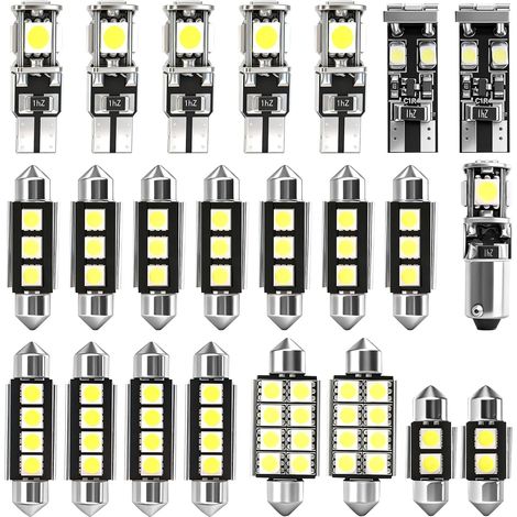 23pcs Kit Ampoules LED Voiture Blanc Xénon 6000K pour Éclairage Intérieur Auto Plafonnier Coffre Plaque d'Immatriculation Sans Erreur T10 C5W Festoon Navette 31mm 36mm 42mm 12V (1/5)