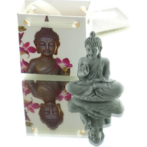Decoris® Buddha Grau in Geschenktüte 5 x 2,5 x 5,5 cm - Kunststoff