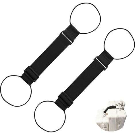2 Pack Elastic Luggage Belts - Black Adjustable Straps for Attaching Bags, Suitcases and Travel Accessories, Ideal for Lightweight Travel (1/5)