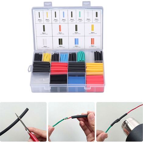Set mit 580 wärmeschrumpfenden Isolierschläuchen für Heimwerkerarbeiten im Bereich der Elektroinstallation, zum Schutz von Drähten und Kabeln. (1/5)