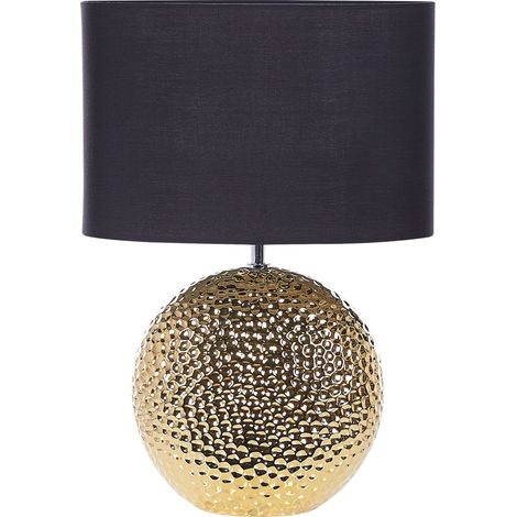 Lampada da tavolo in ceramica argentata 51 cm base intagliata lucida paralume rotondo moderno Nasva