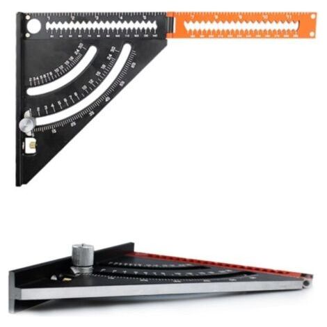 Equerre Menuisier Metal Aluminium Règle de Triangle Pliante Équerre Combinée 316mm Multifonction Équerre Triangle Règle d'Angle Rapporteur 45 90 Degres/Outillage Charpentier(Type 2)