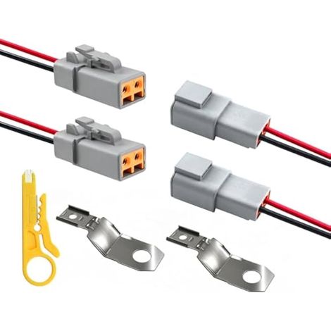 DT Lot de 2 connecteurs électriques à 2 broches étanches à 2 voies avec fils 14 AWG, basse tension 12 V pour voiture, camion, connexion électrique (1/5)