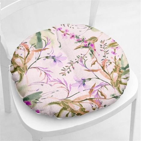 Chair Cushion, Seat Cushions, Round Tatami Breathable Flower Pattern Chair Cushions, Chair Pad for Dining Room/Office/Sofa, 40x40cm (Mauve Flower) (1/5)