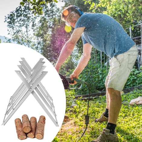 Chevalet de Sciage Pliable en Acier Charge 100KG Tréteau Portable avec Dents de Scie à Encoches pour Découpe Support de Coupe Tréteau de Sciage Léger (1/3)