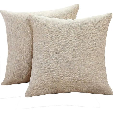 Housses de coussin décoratives en lin Praise, taies d'oreiller carrées classiques unies, 45 x 45 cm, pour canapé, lit et voiture, lot de 2 (Be