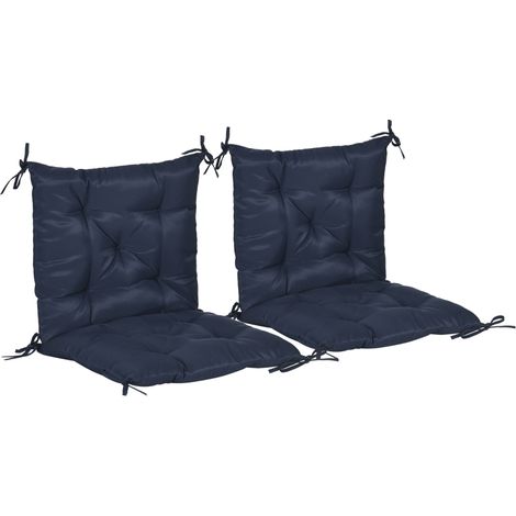 AS EASY Lot de 2 coussins d'assise, 98 x 50 cm, avec attaches, revêtement en tissu, 8 cm d'épaisseur, bleu foncé