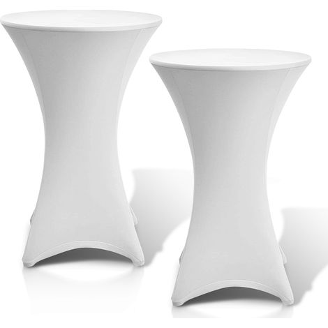 Wolketon 2× housses pour tables hautes stretch blanc housse élastique pour tables de bistrot, ø 80×110 cm