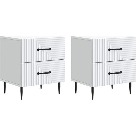 vidaXL Bedside Cabinet 2 pcs White 43 x 34.5 x 47.5 cm Engineered Wood