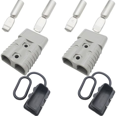 Connecteur Batterie, 175A 600V Batterie Connecteurs, Batterie à Connexion Rapide Prise de déconnexion Rapide, Convient au fil 1/0-2AWG (gris) (1/5)