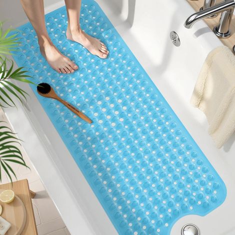 Badewannenmatte rutschfest 100x40cm BPA-frei maschinenwaschbar transparent blau (1/5)