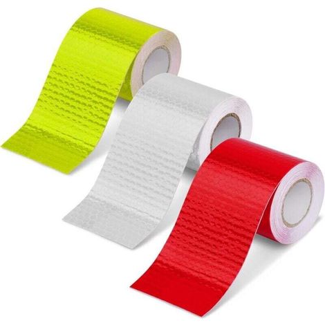 Ruban Reflechissant Adhesif, 3pcs 3 Couleurs 5cm 3m Bande Réfléchissante de Haute Intensité, Rouleau de Ruban d'avertissement de sécurité pour Remorque, Voiture, pour Intérieur et Extérieur,de DEBUNS (1/5)