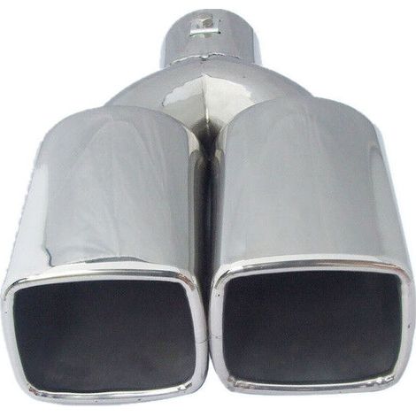 Embout de silencieux d'échappement de voiture, 1 pièce, double tuyau carré carré, en acier inoxydable chromé, entrée 2.5 pouces US (1/5)