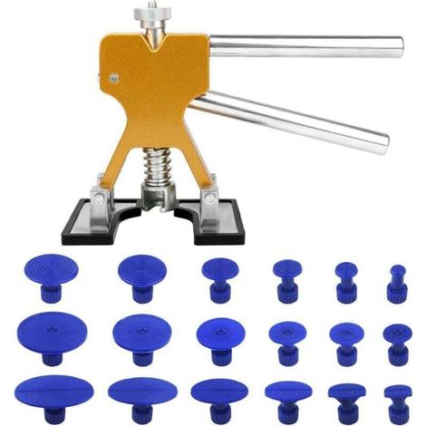 Kit Débosselage sans Peinture,Outil Débosselage Carrosserie avec 18 Ventouses Bleu pour Automobile, Réfrigérateur,Moto, Machine à Laver (1/4)