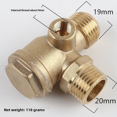 Accesorios para bombas de aire pequeñas, compresor de aire silencioso sin aceite, válvula antirretorno de cobre puro, pieza en T de 101920 mm (cobre 1/2  US 3/41/8) (1/5)