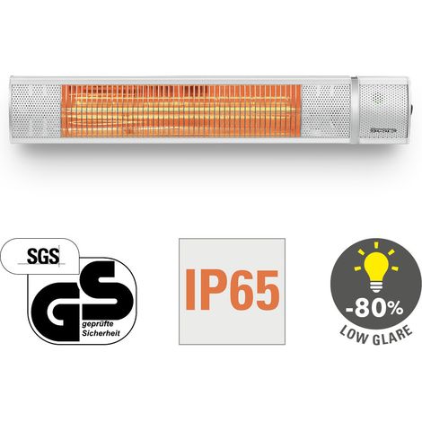 Trotec – Radiant infrarouge électrique 2000W – IP65, inclinable 45°, télécommande, tubes infrarouges Low Glare, pour espaces extérieurs