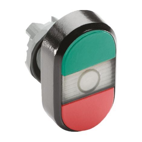 Tête de bouton-poussoir ABB Vert, Rouge, Momentané, Ø découpe 22mm, ABB Modular ( Prix pour 1 )