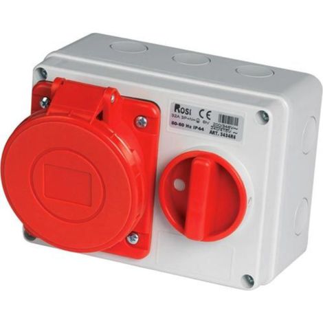 Presa interbloccata orizzontale con sezionatore, con fondo, 380V, 5 poli, 16A, IP54 - Rosi 14.3414R6 (1/2)