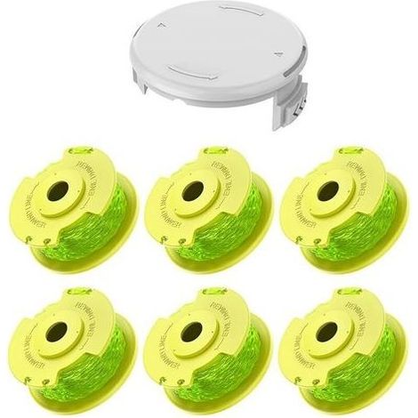 pair 7 Pack Bobine Fil Coupe Bordure remplacements pour Ryobi One + AC14RL3A 18v 24v 40v Coupe Bordures, Bobine Ø 2mm, Longueur 3,3m (6 Fil Coupe Bordure,1 Couvercle) (1/5)