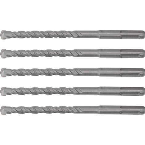Lot de 5 forets à percussion pour marteau perforateur, 160 mm de longueur, 2 goujures, à pointe carbure auto-centreuse, pour brique, pierre et béton, 10 mm / 0,39 po (1/5)