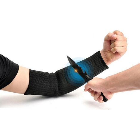Ej.Life Schnittfeste Ärmel Handschuhe Kevlar Sleeve Armschutz Armschutz Sleeve Anti-Cut Schwarz,1 Paar Arm Guard Bracer Cut Resnt Hitzebeständige Sleeves Anti Sicherheitsarmband für Garten Küche Arbei (1/5)