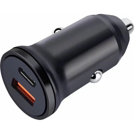 Chargeur de voiture à charge rapide USB C PD 20 W, chargeur USB A QC3.0 pour iPhone 13 12 11 Pro XR X SE Max Mini Samsung Galaxy S21 S20 Huawei LG iPad. 1 pièce noir (1/3)