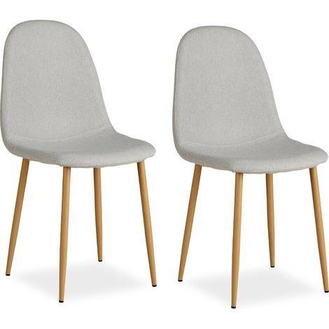Set di 2 sedie da cucina sala da pranzo comode e moderne in tessuto grigio, gambe in metallo effetto legno CDS06104