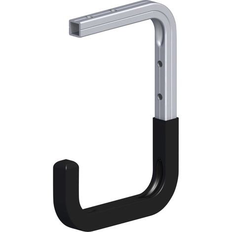 alfer Wandhaken Typ 6 gummiert 11,5 x 16 x 10 cm Alumium blank schwarz Haken (1/2)