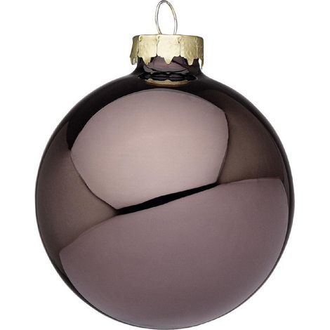 Pallina per albero di Natale color Grigio Pepe lucida in vetro di alta qualità -6 Palline Ø 6 cm (1/4)