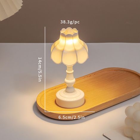 2 pièces de veilleuses rétro, fleurs de lotus, lampes de chevet de chambre, décorations de bureau créatives pour dortoir, lampe de sommeil (blanc) (1/4)