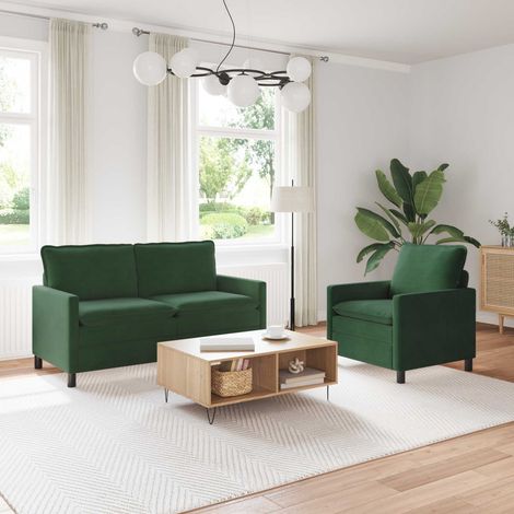 Juego de Sofá 2 pcs Verde Selva Tela