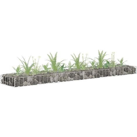 Jardinière de jardin - Balconnière à fleurs Lit surélevé à gabion Acier galvanisé 180x30x10 cm BV788426 - BonneVie (1/5)