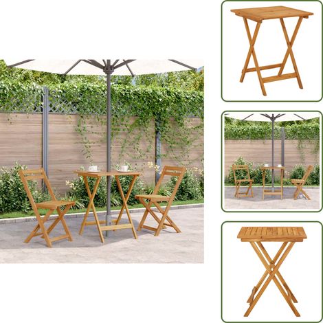 The Living Store Tavolo da Giardino Pieghevole 60x60x75 cm in Massello di Acacia - Tavolo in acacia