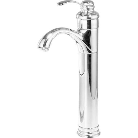 Einhebel-Waschtischarmatur aus Messing mit niedrigem Krümmungswinkel, für die Montage auf der Arbeitsplatte, Warm- und Kaltwasserarmatur (silber, hohes Modell).