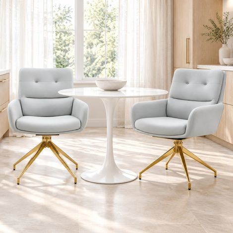 MEUBLIV Sedia girevole 55x50x85 cm grigio chiaro - 2 pezzi, senza materasso (1/5)