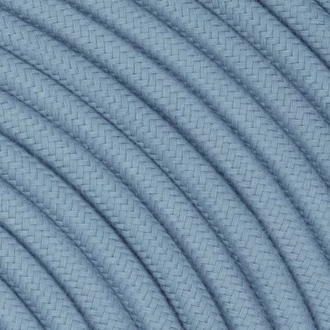Fil Électrique Tissu Bleu Azur Céleste 2x0,75mm² - Câble Électrique Textile de Qualité