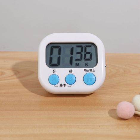 Minuteur électronique grand écran blanc, chronomètre multifonction pour étudiants, cuisine, pâtisserie, réglable, petit modèle (lot de 1) (1/4)