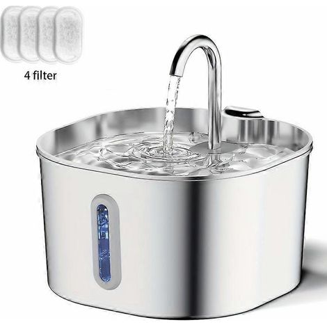 Fuente de agua para mascotas de acero inoxidable de 2,2 L/74 oz, dispensador automático de agua tipo grifo para gatos y perros de interior, bomba ultrasilenciosa con filtro. (1/5)