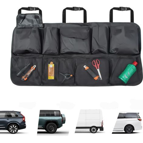 LN COZY CORNER Car Boot Organiser - 87cm x 46cm Universal Foldable Storage Tidy, Waterproof & Durable Backseat Organizer with 9 Pockets, Easy Install, Fits Most Cars Vans (1) (1/5)