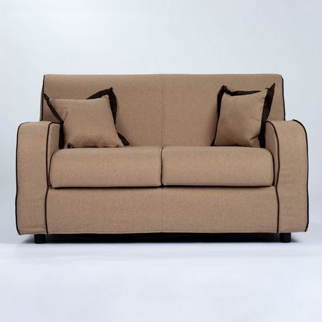 Divano sfoderabile 2 posti 146 cm PARIGI bordino Marrone colore Beige Scuro (1/5)