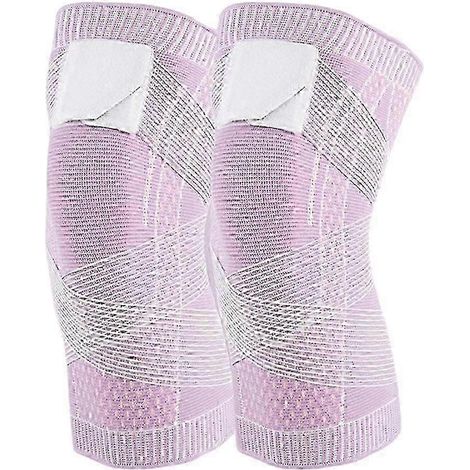 Genouillère de sport élastique et respirante en nylon pour le fitness et la course à pied (rose, taille L) (1/5)
