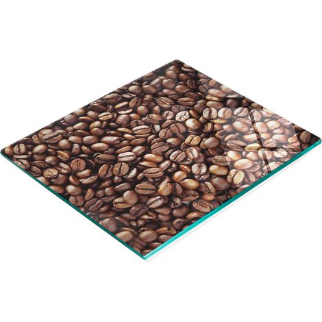 Tablero decorativo multifuncional de vidrio templado con dise帽o de granos de caf茅, 60x52 cm.
