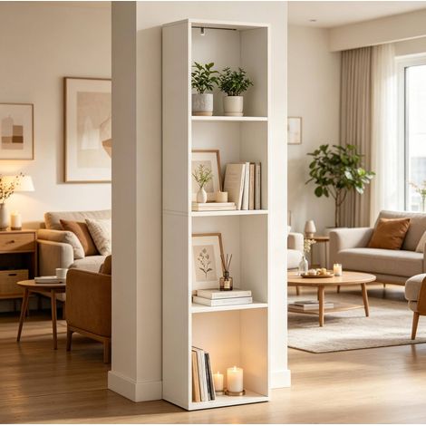 Wohnzimmer Anzeigeregal,Vertikales Bücherregal,Bücherregal mit 4 Fächern,Schlafzimmer Aufbewahrungsregal (1/5)