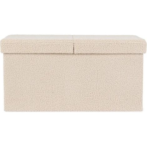 Beiger pouf mit bouclé-Effekt und Stauraum 76x38x38