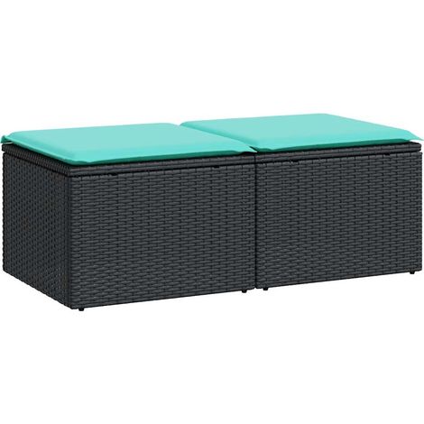 Salon de jardin avec coussins 2 pcs，Mobilier de jardin noir résine tressée acacia CFW40892 (1/5)