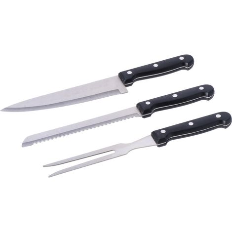 Regalo Italiano Set 3 Accessori Barbecue 32,5 Cm – Kit BBQ Utensili Griglia in Acciaio