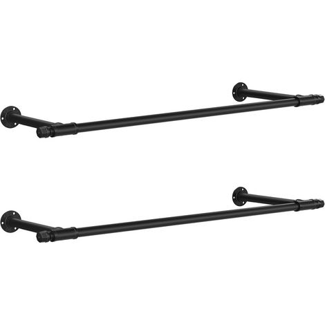 Songmics – Porte-manteau mural en acier noir – Lot de 2 – Dimensions 30 x 84 x 7 cm – Capacité de charge 60 kg – Style industriel pour gain de place (1/5)