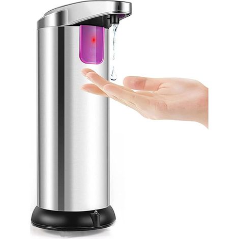 Dispensador automático de jabón de acero inoxidable, apto para baño, cocina, escuela y hotel. (1/5)